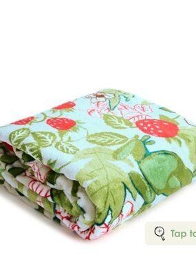 Vera Bradley Oversized Strawberry & Leaf Fleece Throw - Aqua, Green & Red